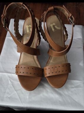 Report Tan Braided Ankle Strap Studded Sandals